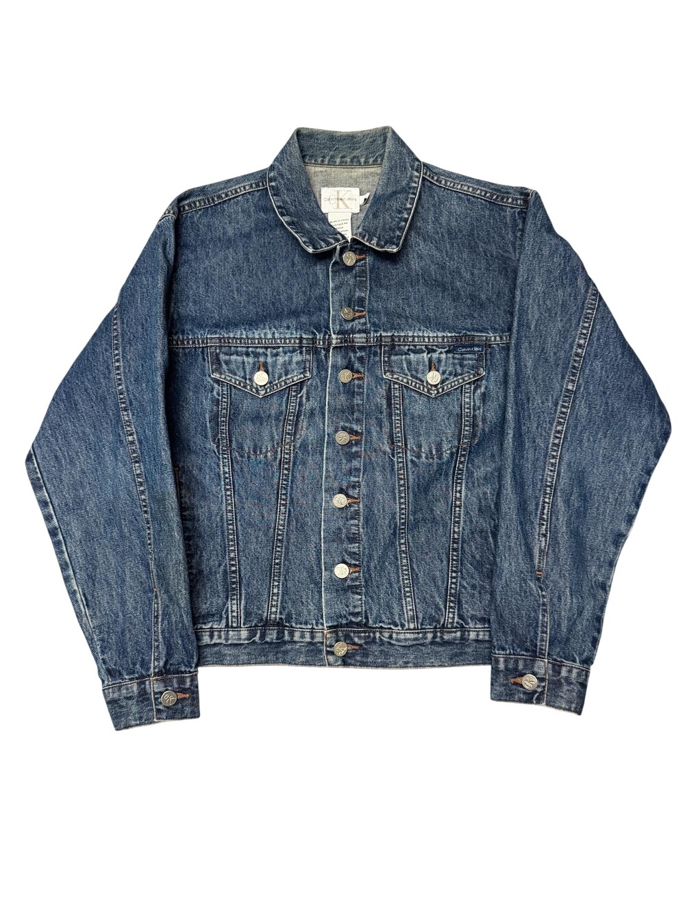 Calvin Klein Jeans Denim Jacket Mens Medium Blue Button Front Classic Casual